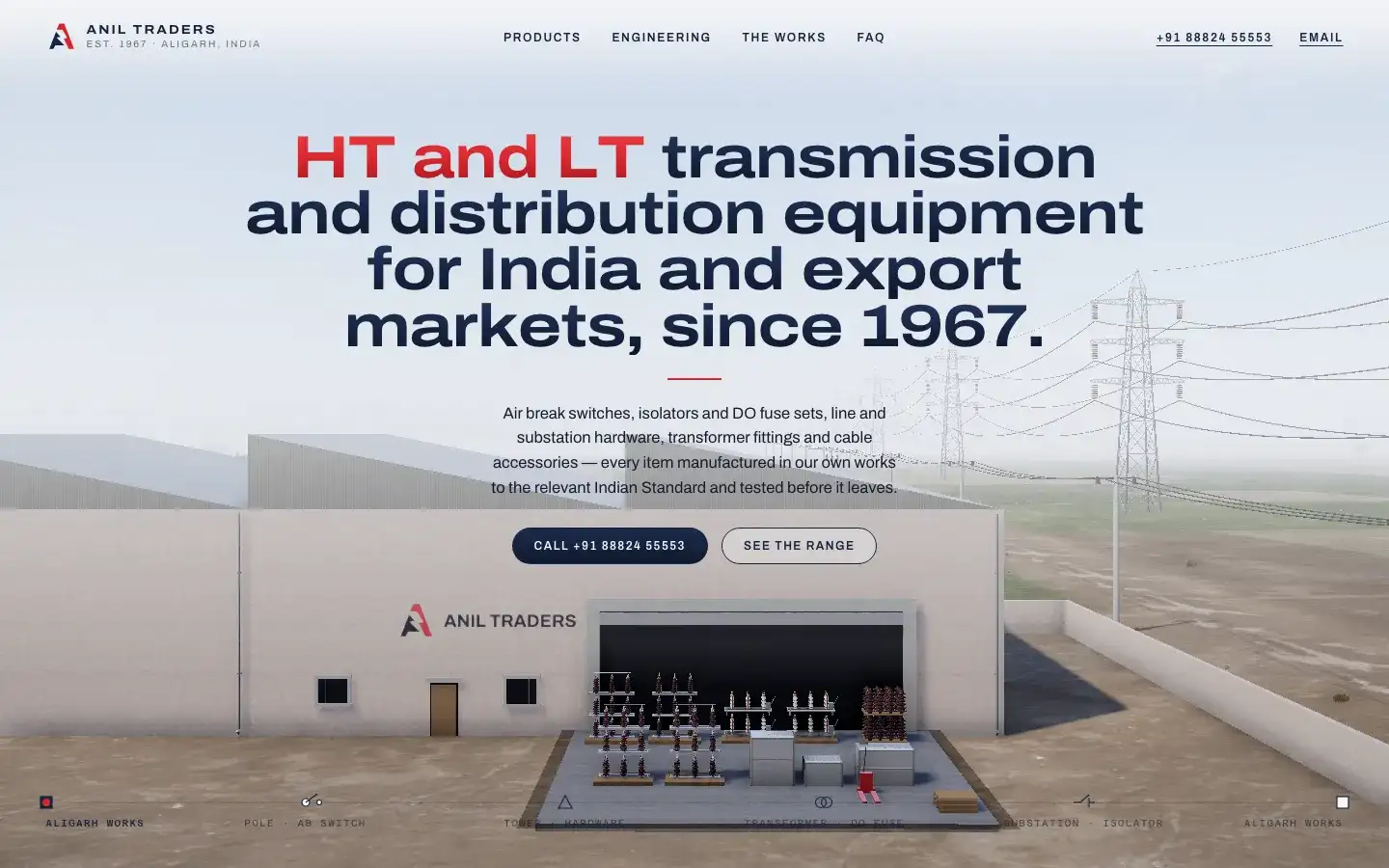 Screenshot of the Anil Traders website home page