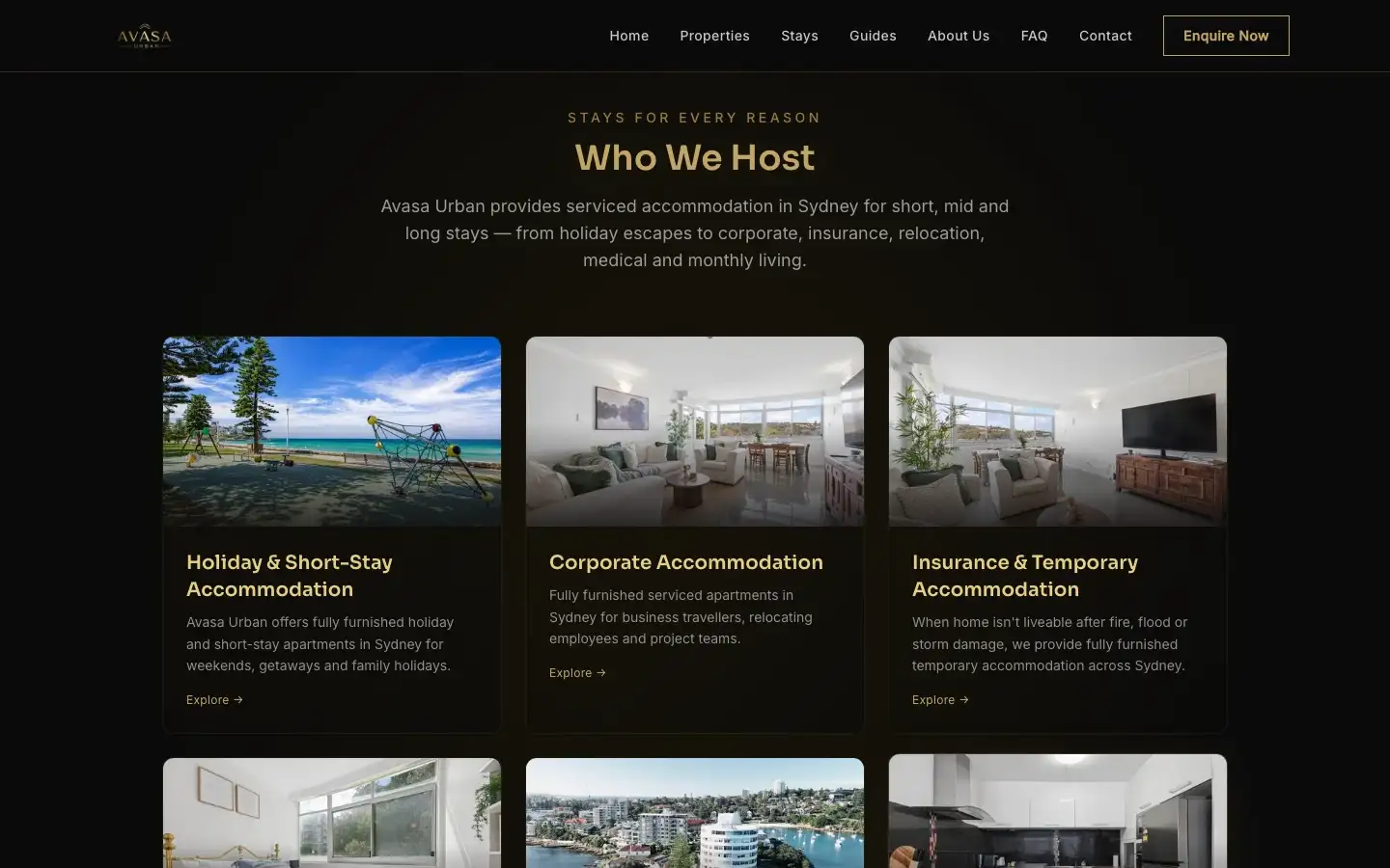 Screenshot of the Avasa Urban website home page